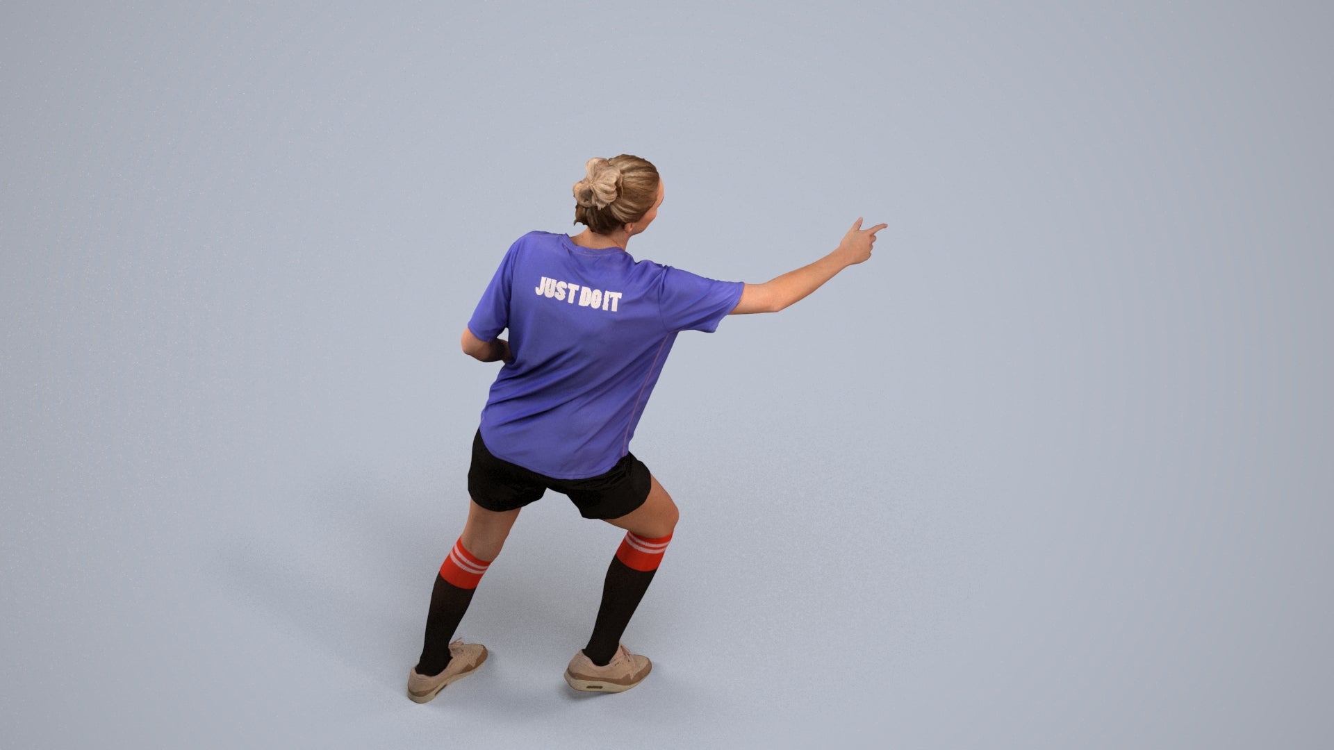 scanned 3D woman sport, photogrammetry people for Enscape and V-Ray, back view render