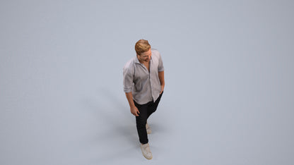 realistic 3D man casual walking, scanned archviz people for Blender and 3ds Max, back view render