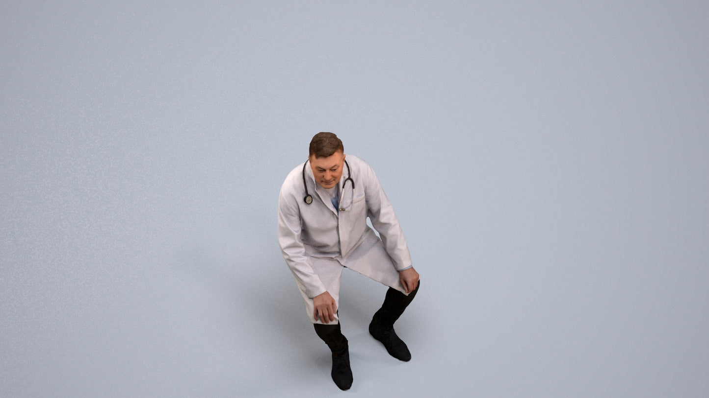 3D scanned man medical, photorealistic archviz people for Enscape and SketchUp, back view render