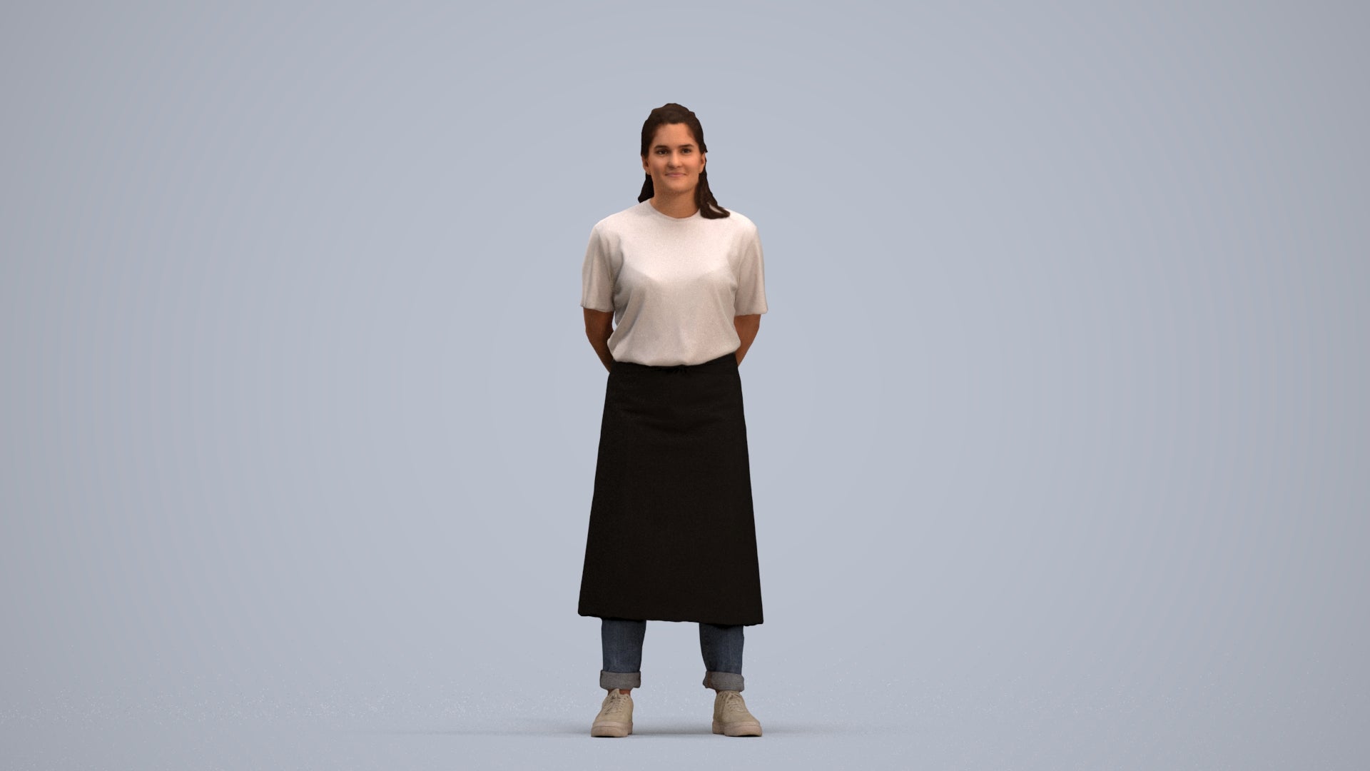 realistic 3D people woman hospitality, render-ready for V-Ray and Corona, FBX OBJ, standing pose render