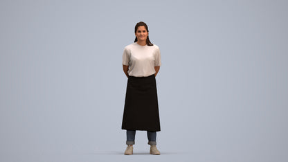 realistic 3D people woman hospitality, render-ready for V-Ray and Corona, FBX OBJ, standing pose render