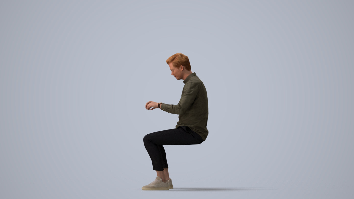 realistic 3D human man casual business, archviz people FBX OBJ for Blender, three-quarter view render