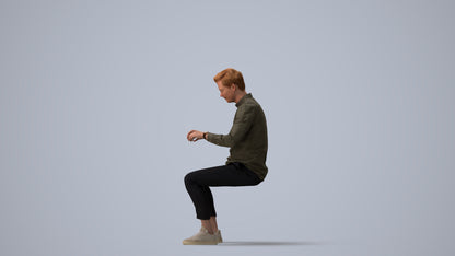 realistic 3D human man casual business, archviz people FBX OBJ for Blender, three-quarter view render
