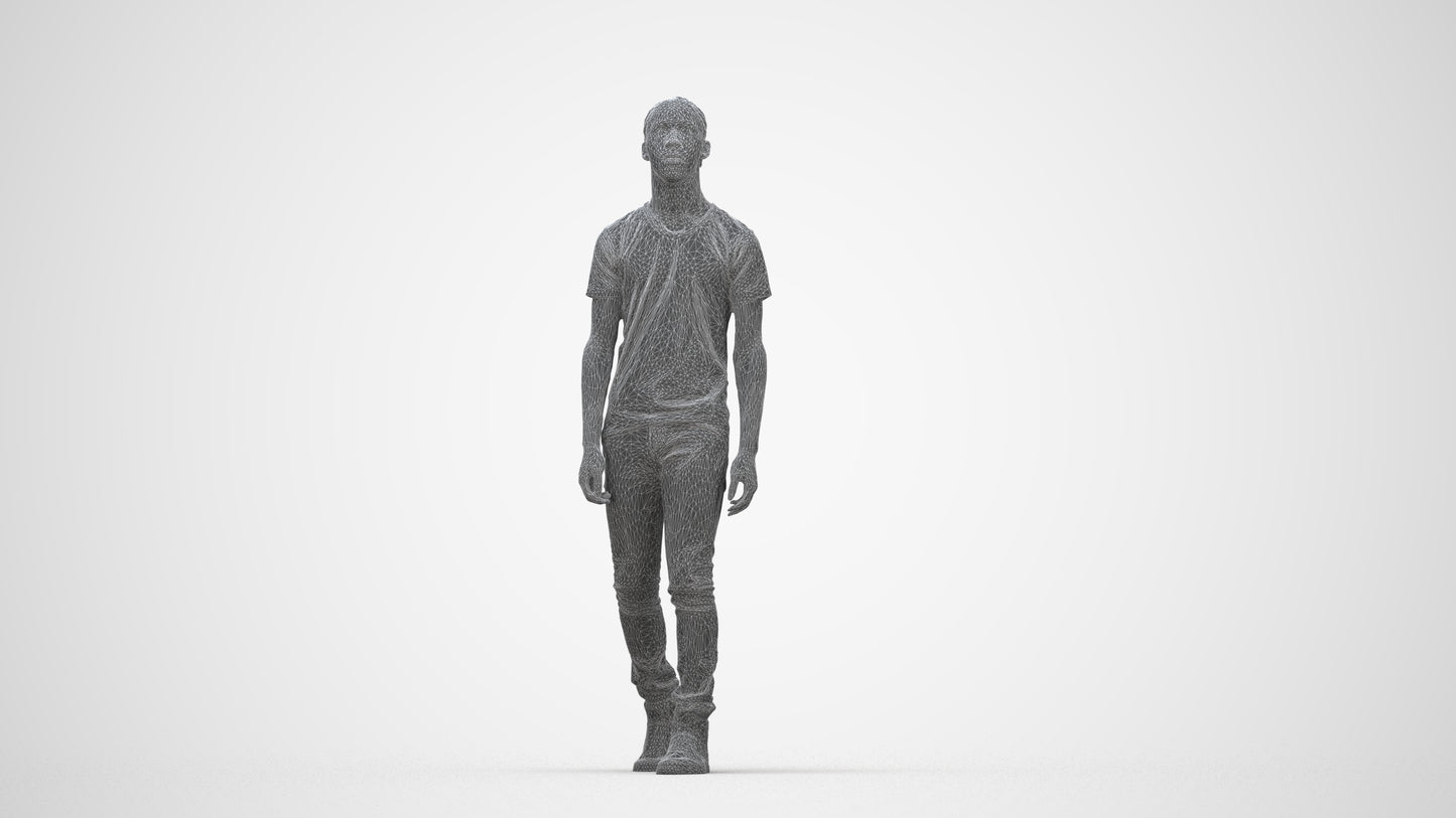 realistic 3D people boy casual kids, render-ready for V-Ray and Corona, FBX OBJ, wireframe back view