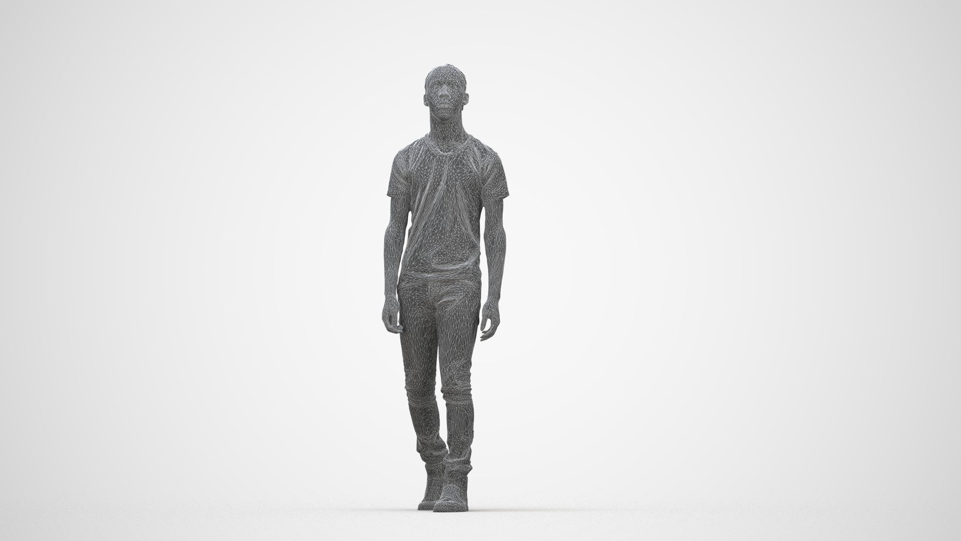 realistic 3D people boy casual kids, render-ready for V-Ray and Corona, FBX OBJ, wireframe back view