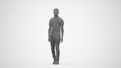realistic 3D people boy casual kids, render-ready for V-Ray and Corona, FBX OBJ, wireframe back view