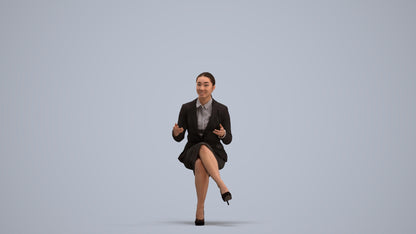 realistic 3D woman business sitting, scanned archviz people for Blender and 3ds Max, standing pose render