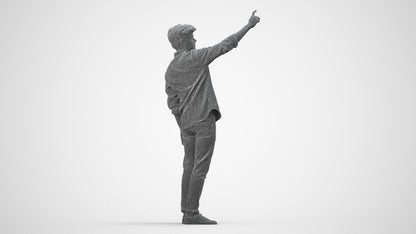 realistic 3D human man casual standing, archviz people FBX OBJ for Blender, wireframe side view