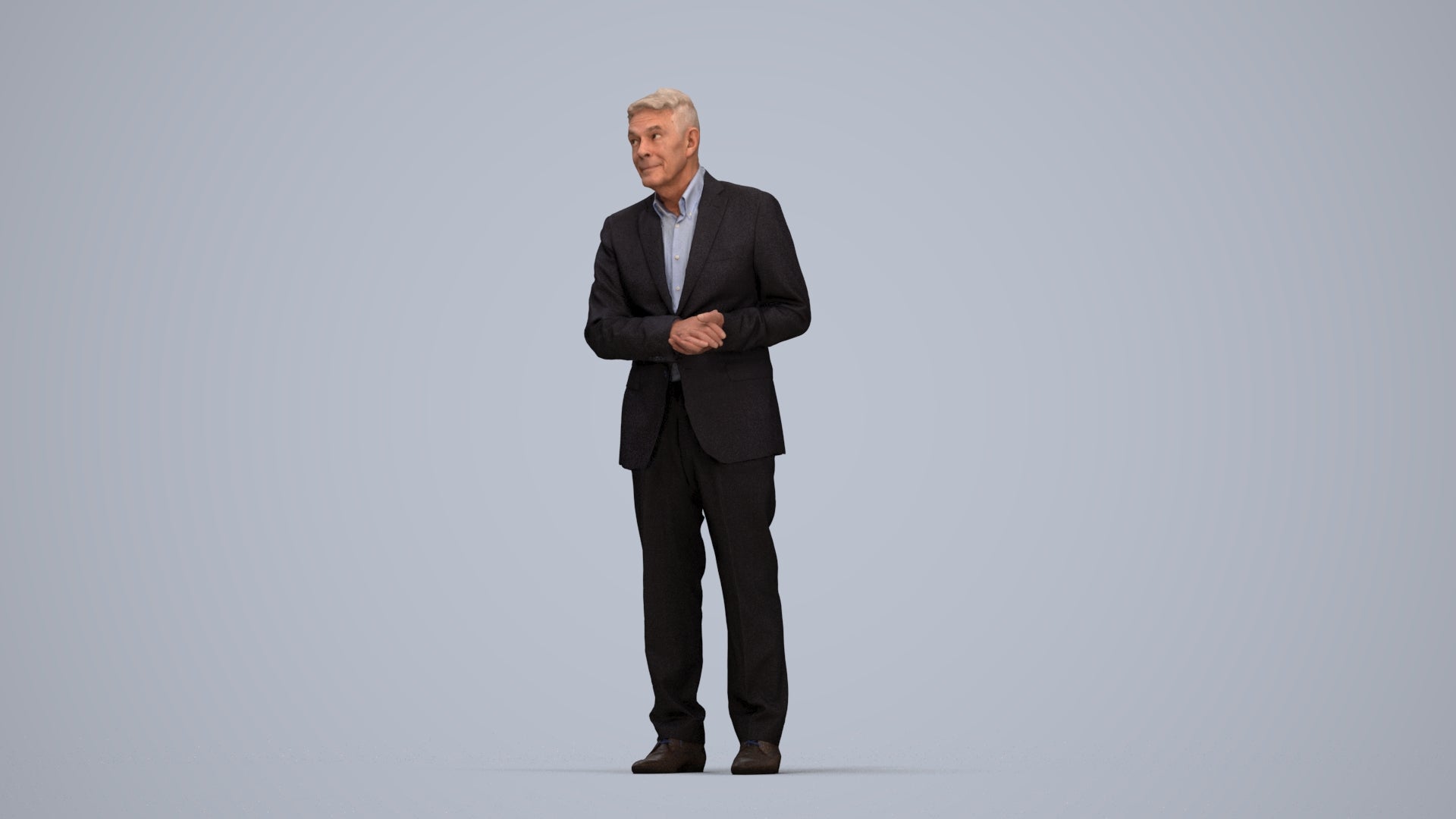 scanned 3D senior man business, photogrammetry people for Enscape and V-Ray, top-down view render