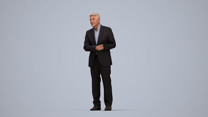 scanned 3D senior man business, photogrammetry people for Enscape and V-Ray, top-down view render