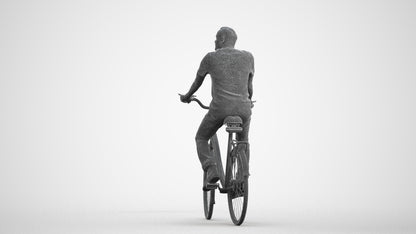 scanned 3D man casual cycling, photogrammetry people for Enscape and V-Ray, wireframe front view