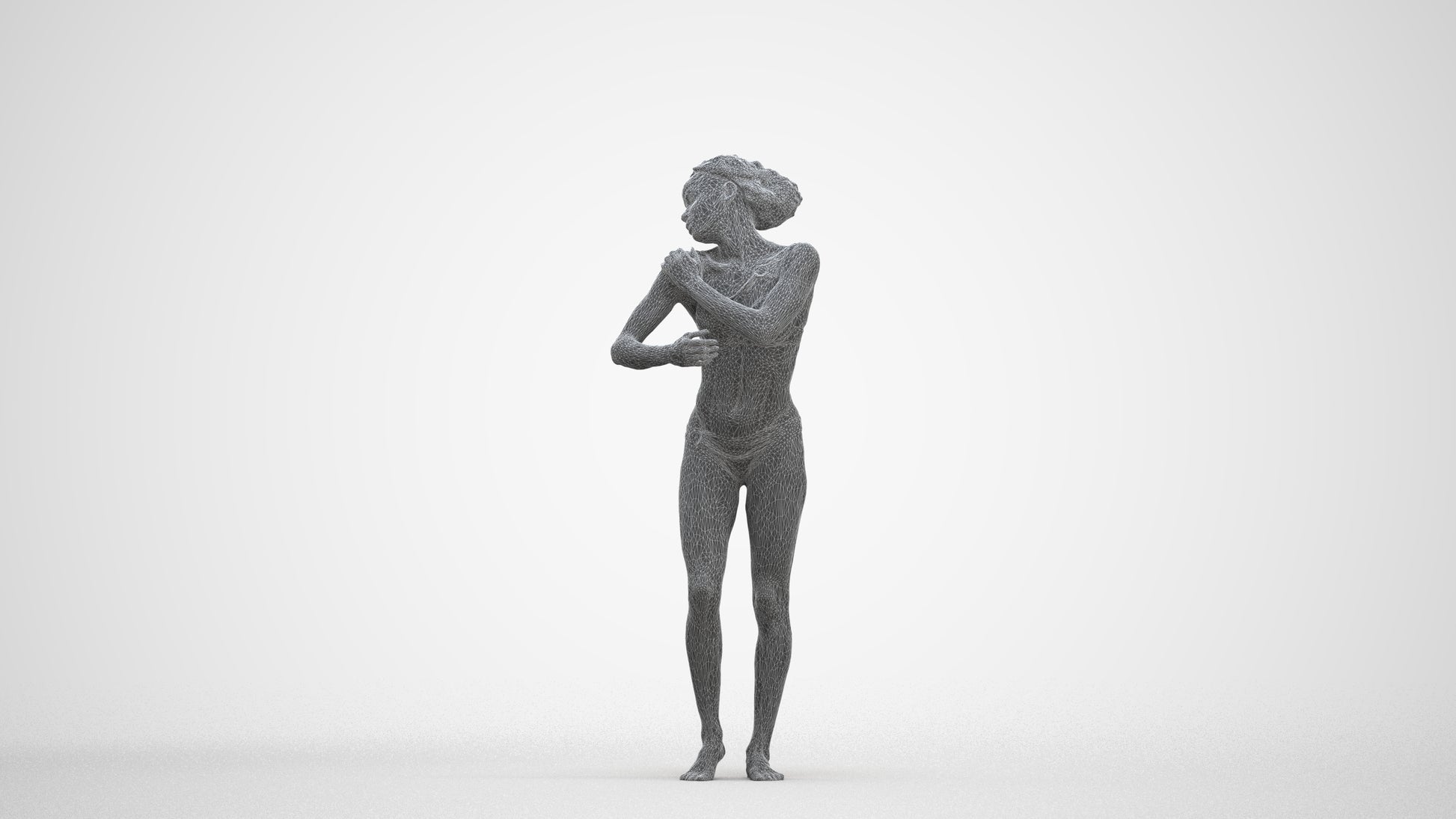 realistic 3D human woman pool, archviz people FBX OBJ for Blender, three-quarter front view render
