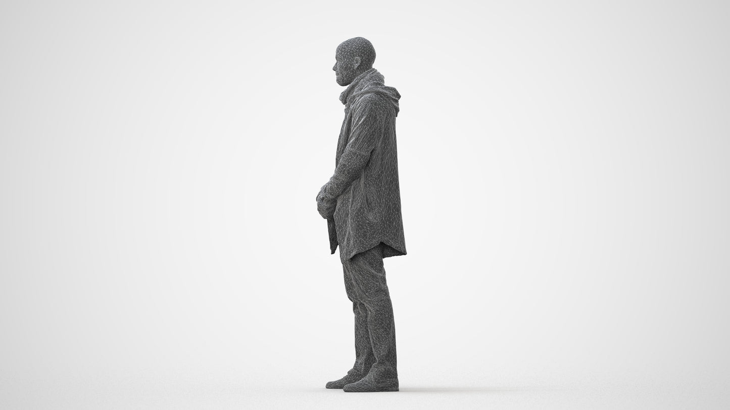 realistic 3D man casual standing, scanned archviz people for Blender and 3ds Max, square thumbnail
