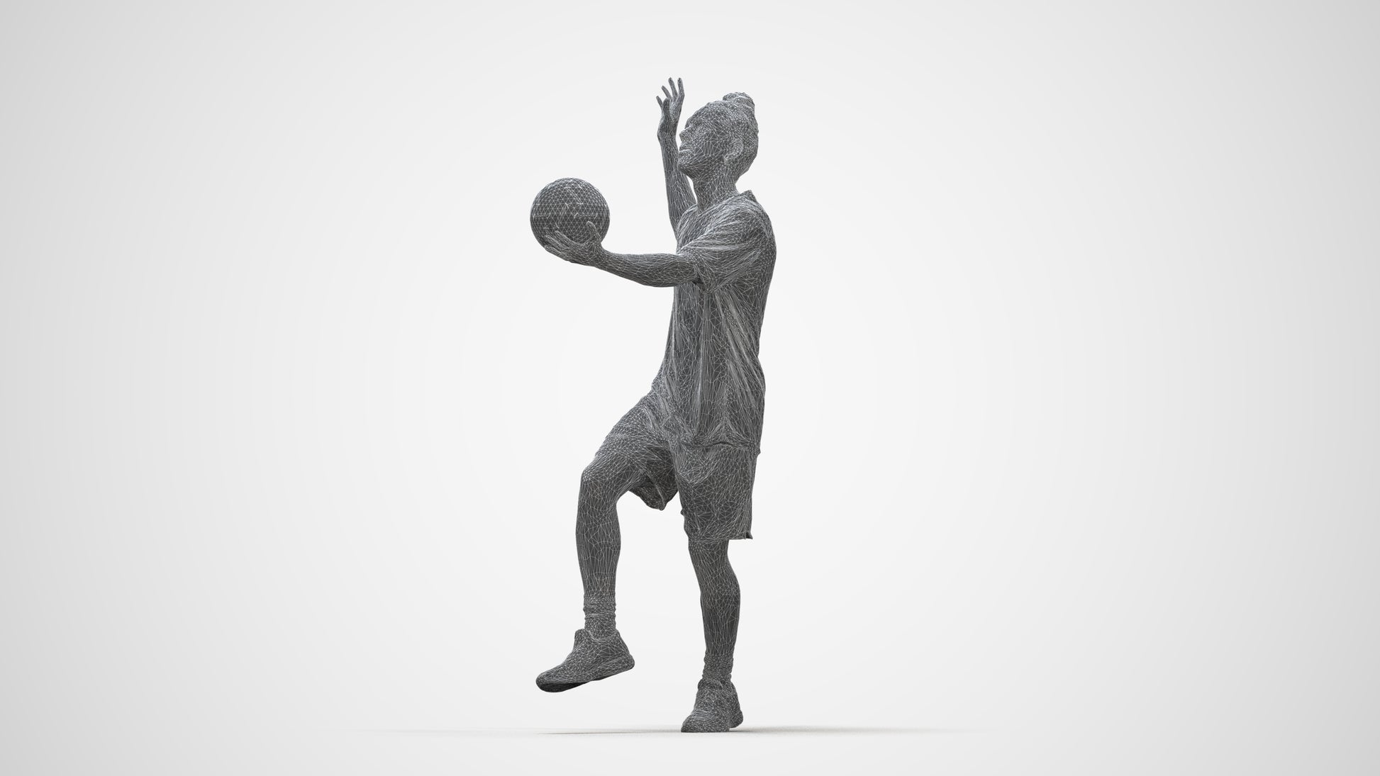 scanned 3D man sport, photogrammetry people for Enscape and V-Ray, wireframe back view