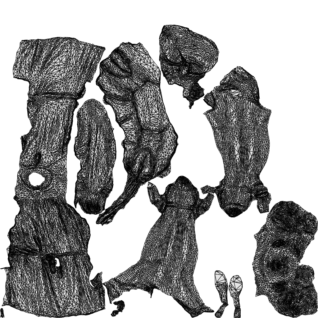 scanned 3D woman casual walking, photogrammetry people for Enscape and V-Ray, wireframe top-down view