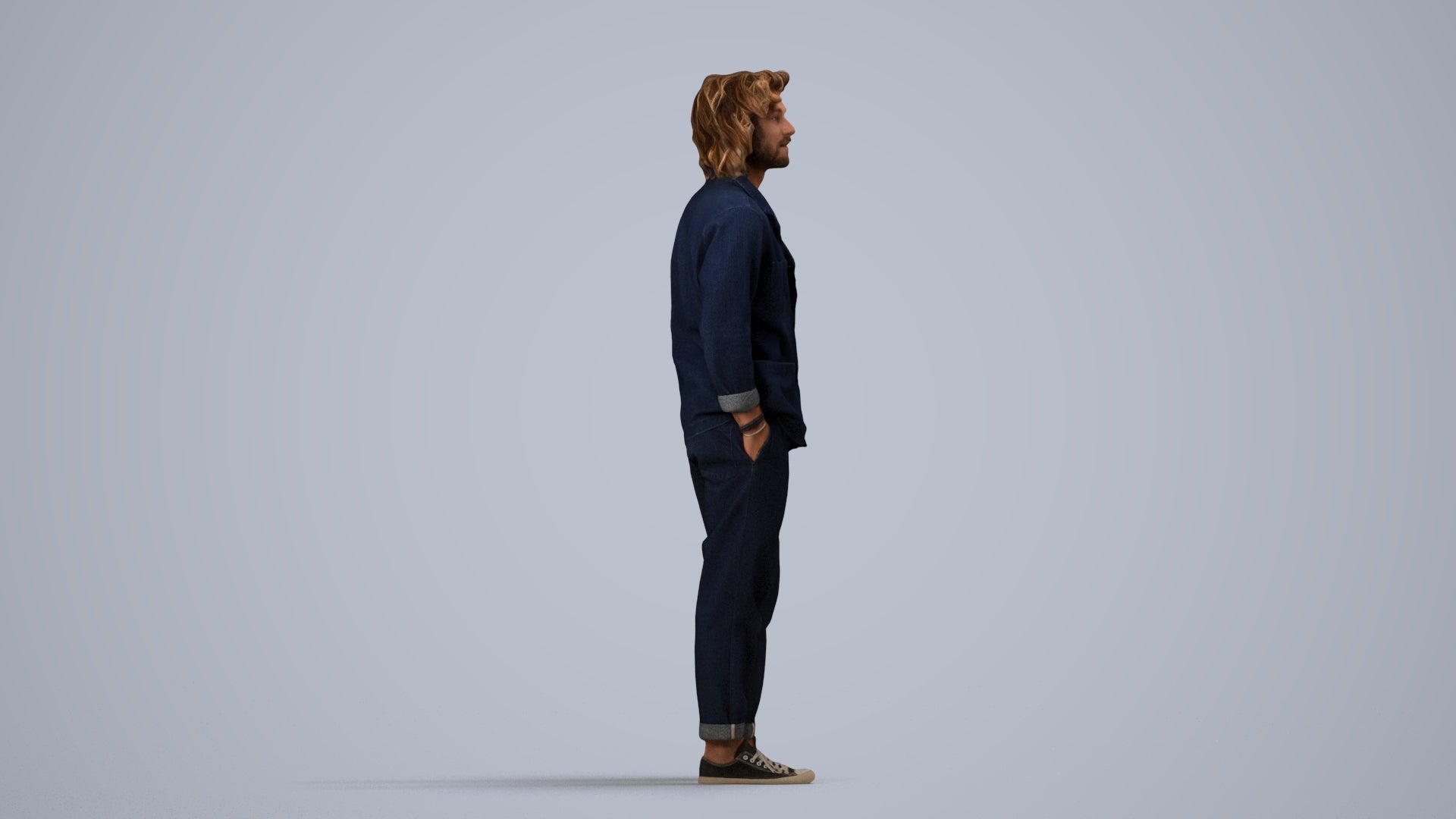 photogrammetry 3D man casual formalaffairs, realistic human model archviz FBX, side view render