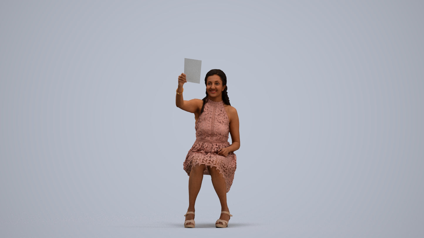 realistic 3D people woman formal sitting, render-ready for V-Ray and Corona, FBX OBJ, standing pose render