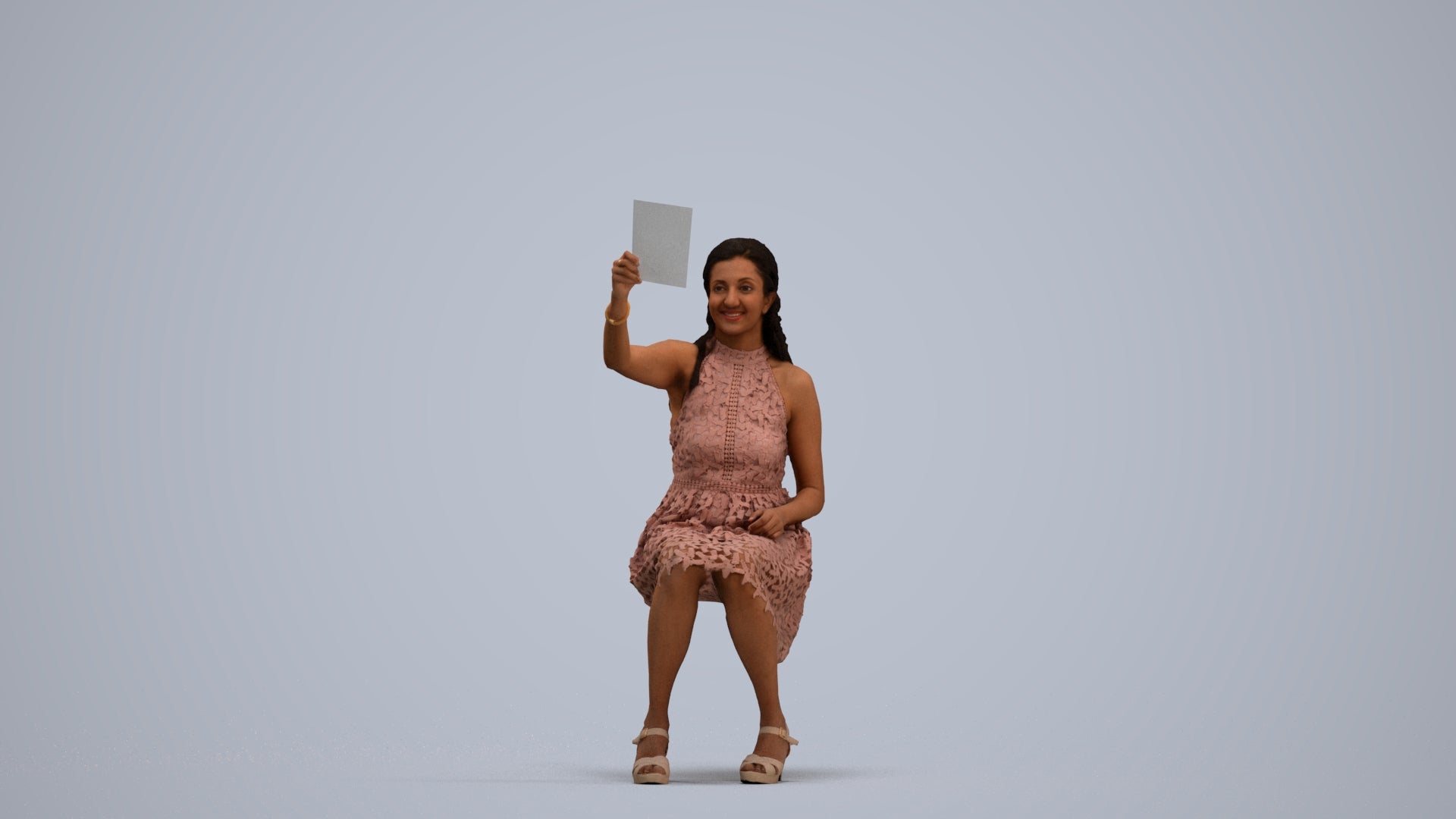 realistic 3D people woman formal sitting, render-ready for V-Ray and Corona, FBX OBJ, standing pose render