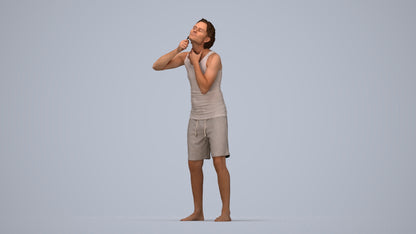 realistic 3D human man bathroom, archviz people FBX OBJ for Blender, top-down view render