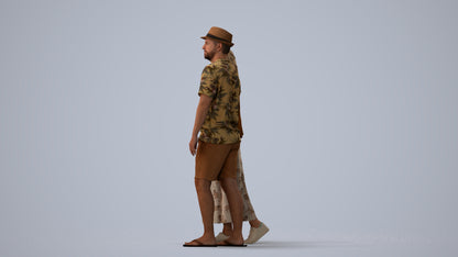 realistic 3D human woman couple, archviz people FBX OBJ for Blender, three-quarter view render