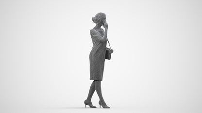 photogrammetry 3D woman casual standing, realistic human model archviz FBX, wireframe side view