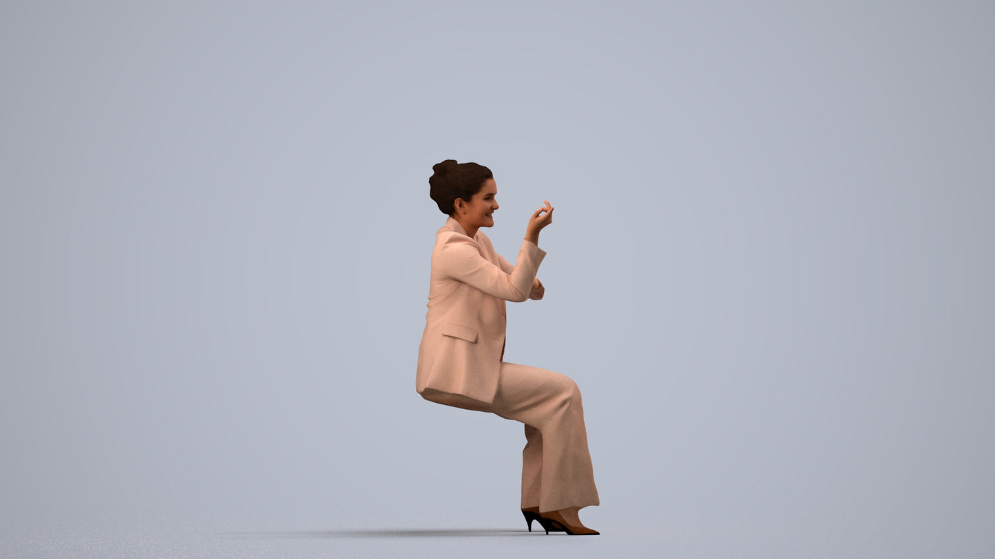 3D people model woman business, scanned human for 3ds Max rendering, side view render