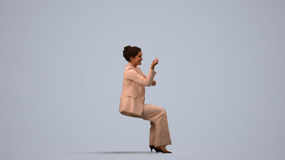 3D people model woman business, scanned human for 3ds Max rendering, side view render