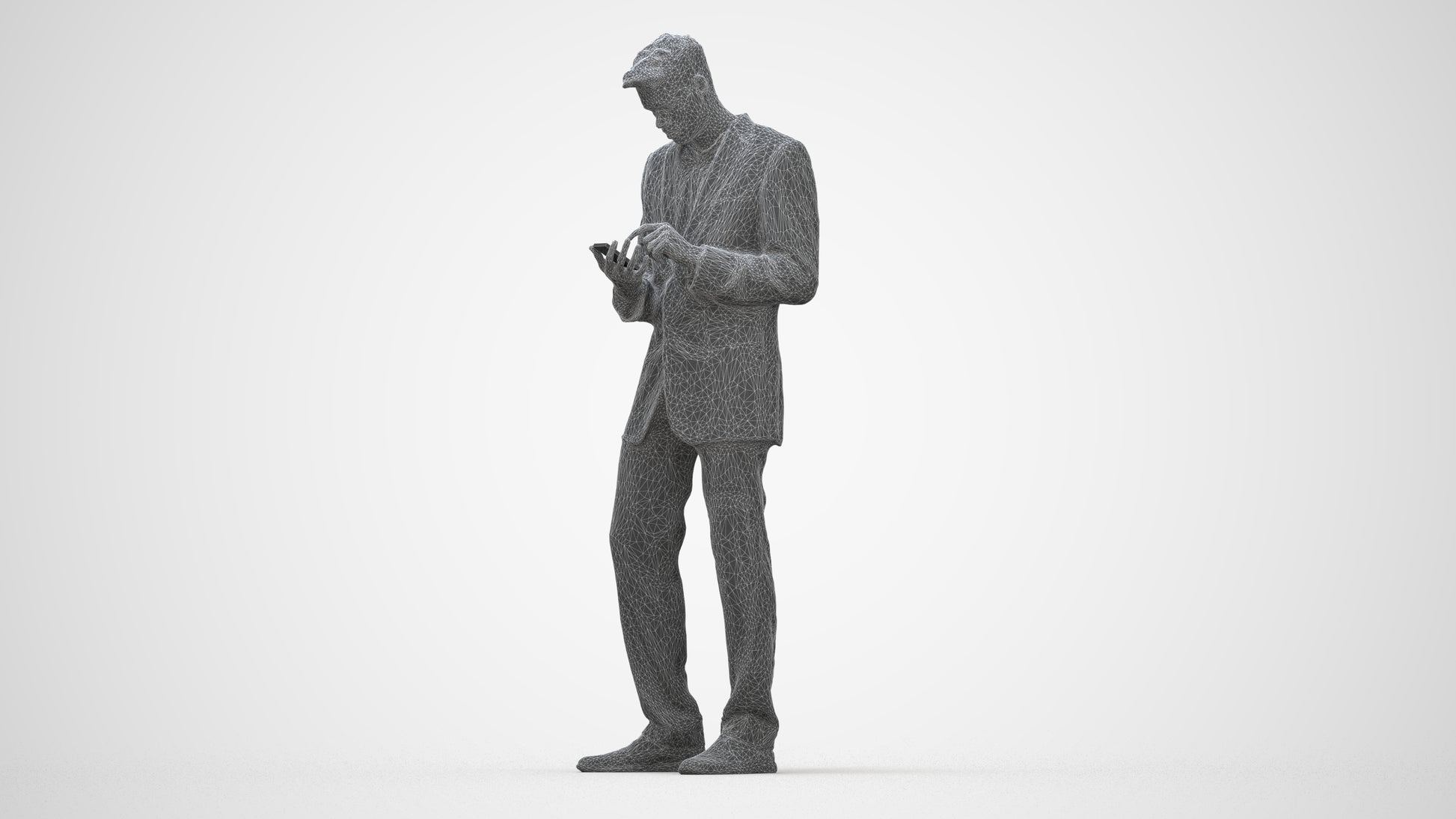 realistic 3D human man business, archviz people FBX OBJ for Blender, wireframe back view