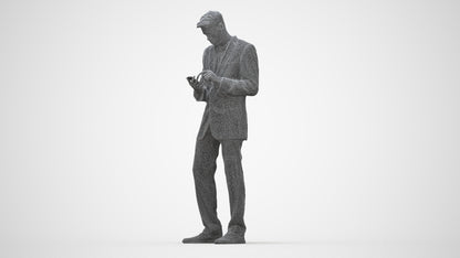 realistic 3D human man business, archviz people FBX OBJ for Blender, wireframe back view