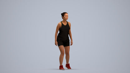3D people model woman sport, scanned human for 3ds Max rendering, standing pose render