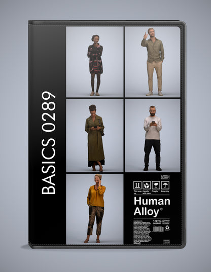 realistic 3D people standing set, 5 render-ready models for V-Ray and Corona