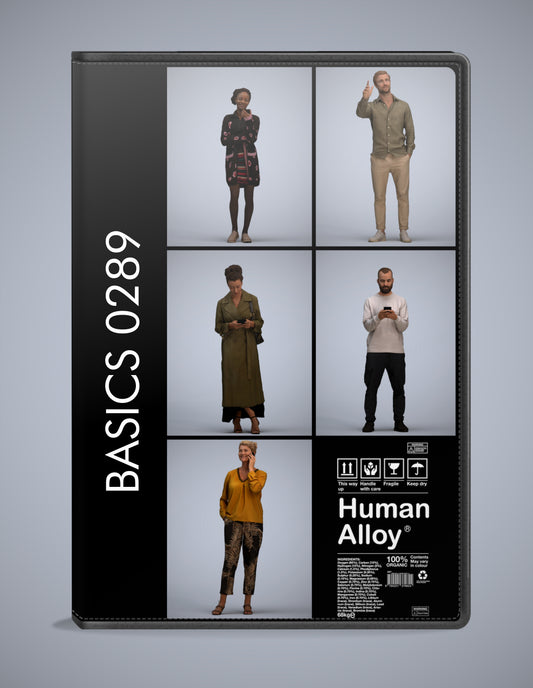 realistic 3D people standing set, 5 render-ready models for V-Ray and Corona