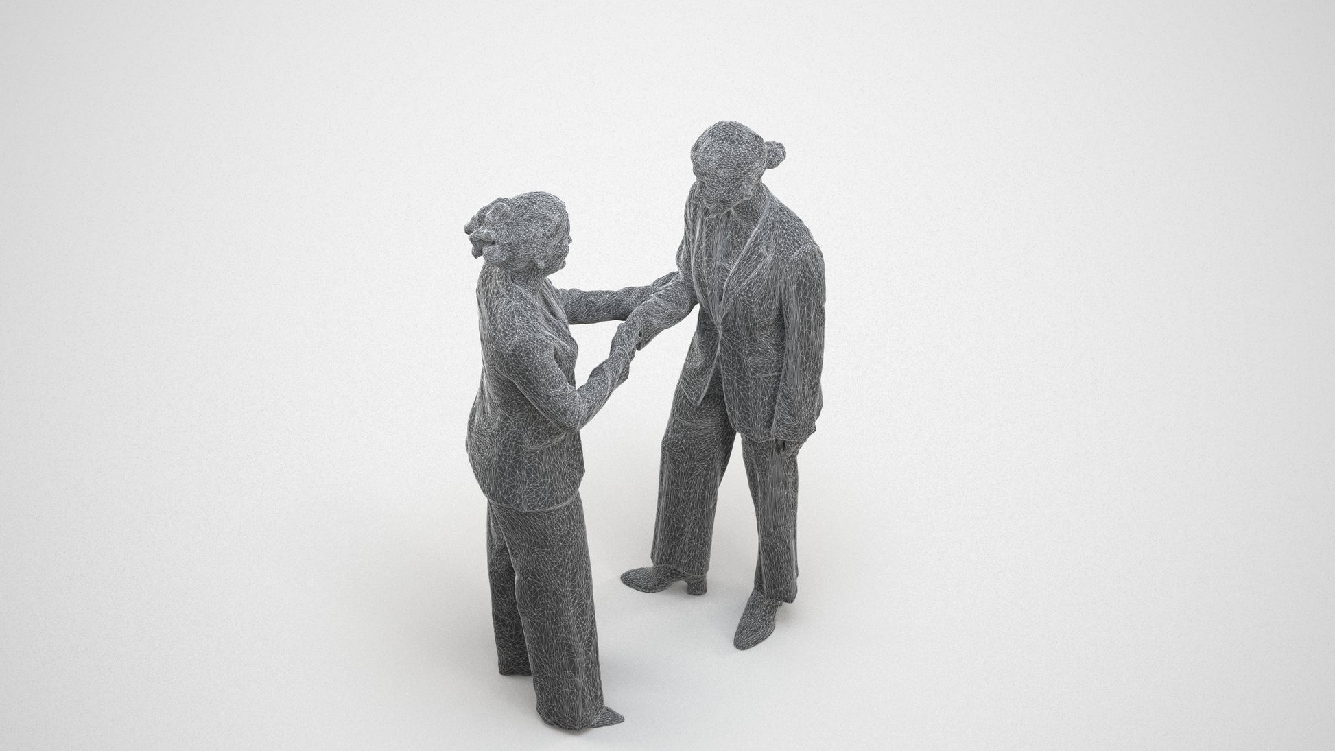 realistic 3D woman business, scanned archviz people for Blender and 3ds Max, wireframe three-quarter view