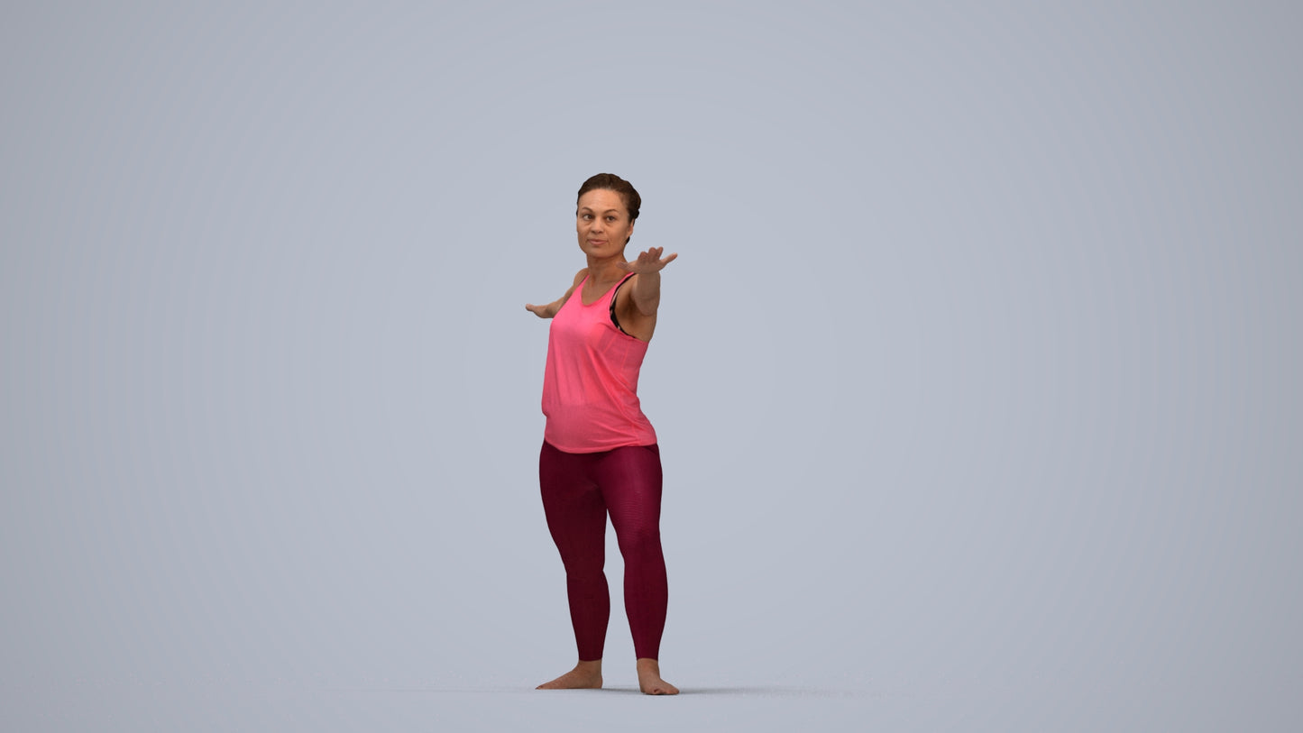realistic 3D woman sport, scanned archviz people for Blender and 3ds Max, top-down view render