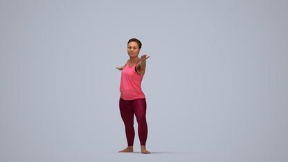 realistic 3D woman sport, scanned archviz people for Blender and 3ds Max, top-down view render