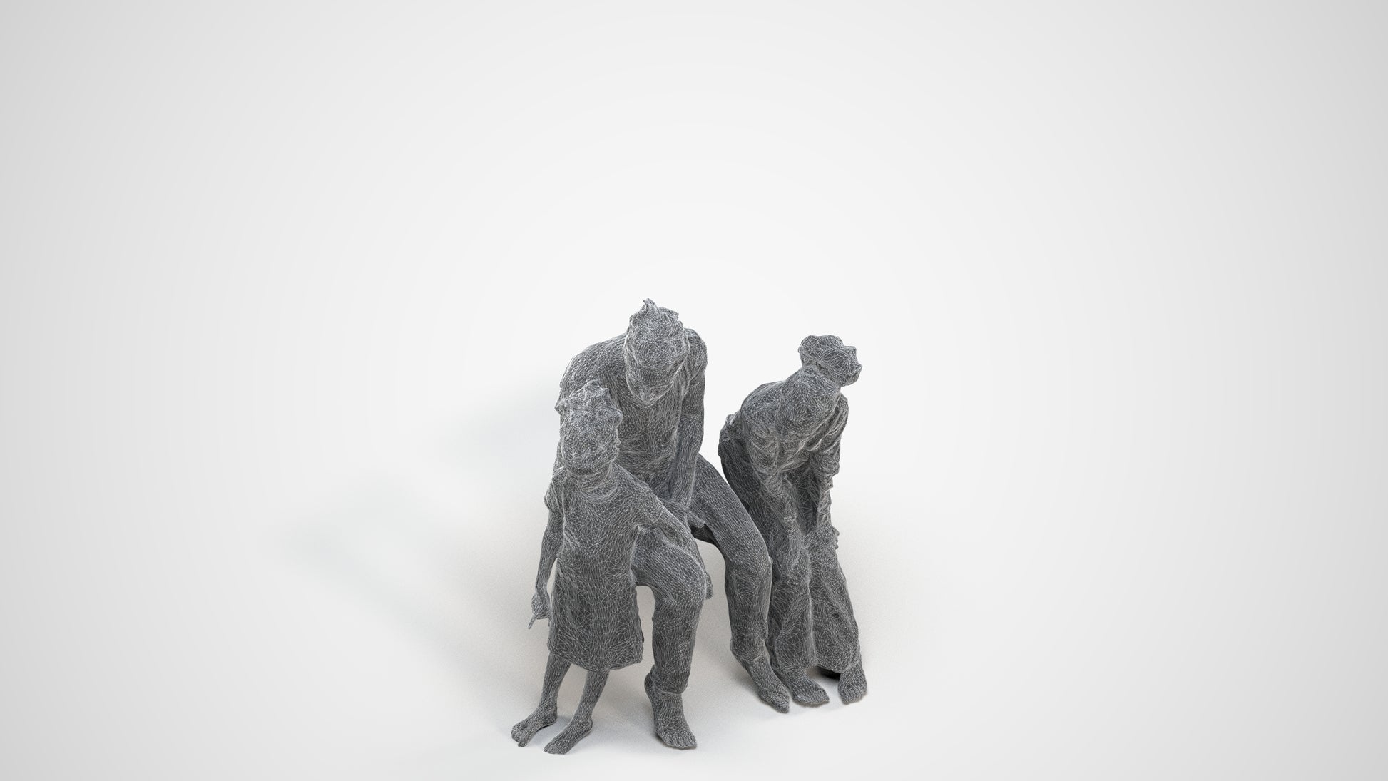 scanned 3D girl casual kids, photogrammetry people for Enscape and V-Ray, wireframe three-quarter view