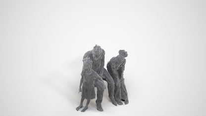 scanned 3D girl casual kids, photogrammetry people for Enscape and V-Ray, wireframe three-quarter view