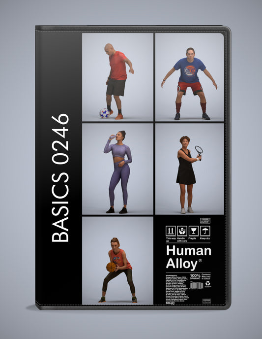 scanned 3D people sport collection, 5 photogrammetry models for Enscape and V-Ray