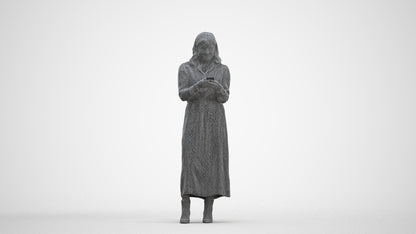 realistic 3D woman casual standing, scanned archviz people for Blender and 3ds Max, three-quarter front view render