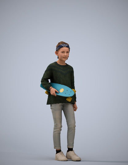 realistic 3D girl casual kids, scanned archviz people for Blender and 3ds Max