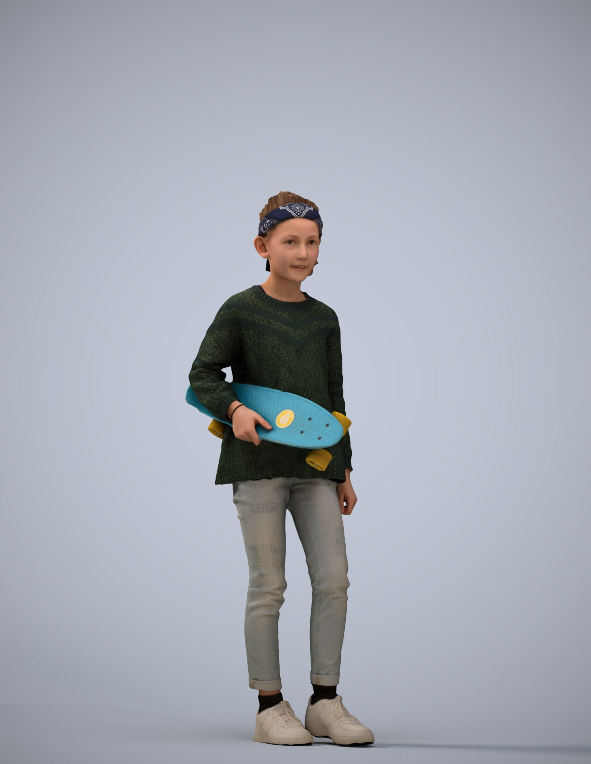 realistic 3D girl casual kids, scanned archviz people for Blender and 3ds Max