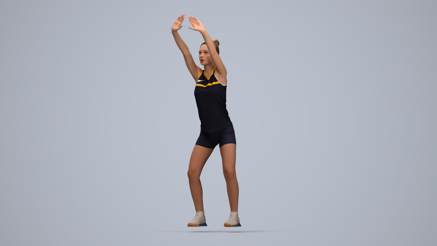 scanned 3D girl sport, photogrammetry people for Enscape and V-Ray, top-down view render