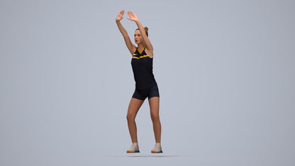 scanned 3D girl sport, photogrammetry people for Enscape and V-Ray, top-down view render
