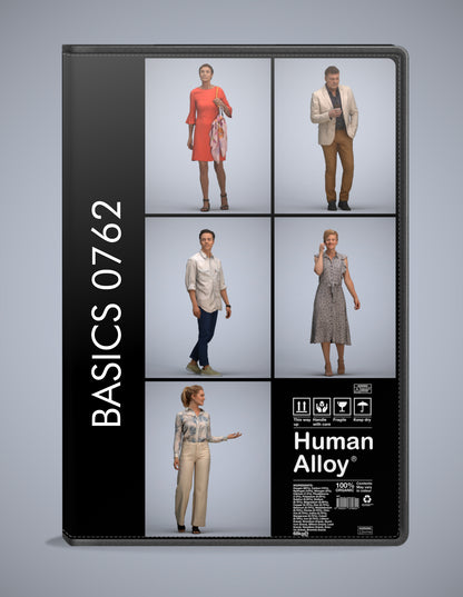 photogrammetry 3D people walking collection, 5 realistic human models archviz FBX