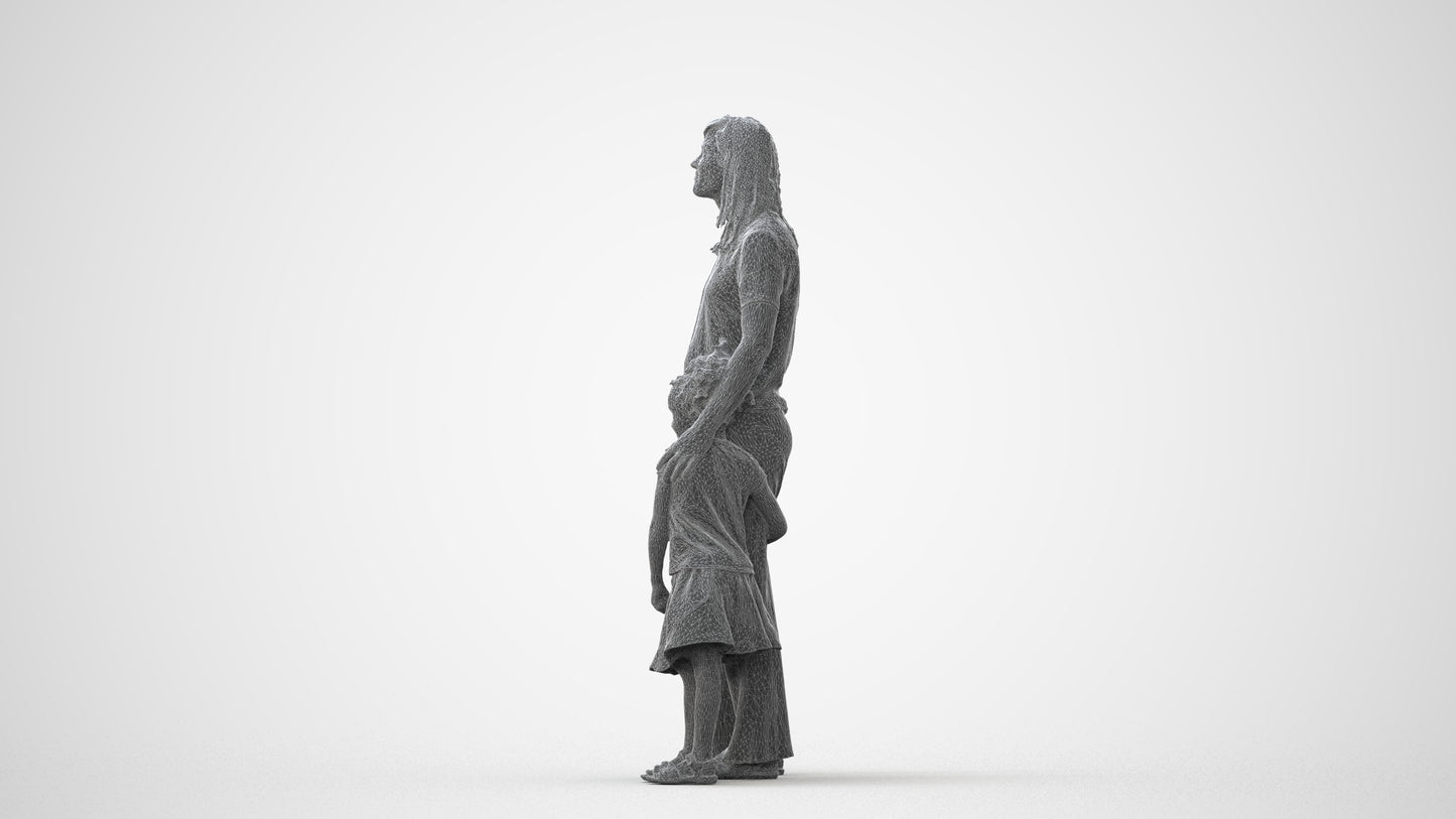 3D human model girl casual kids, photogrammetry scanned person for archviz, square thumbnail