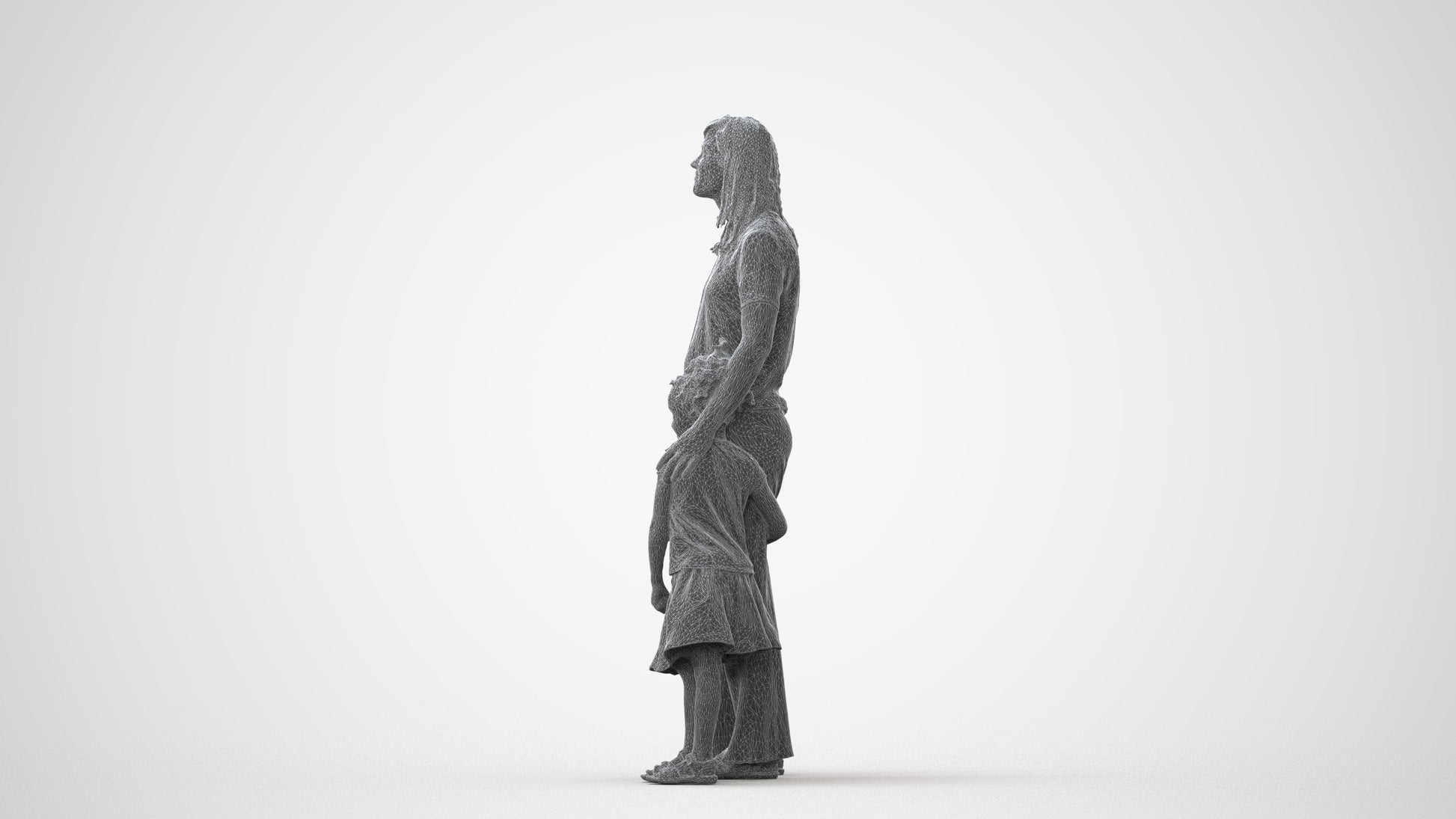 3D human model girl casual kids, photogrammetry scanned person for archviz, square thumbnail