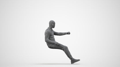 photogrammetry 3D man casual driving, realistic human model archviz FBX, wireframe side view