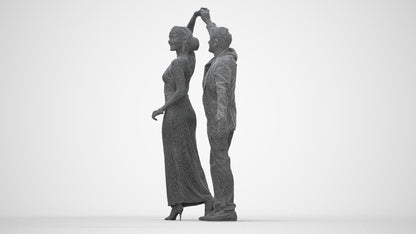 scanned 3D woman formal dancing, photogrammetry people for Enscape and V-Ray, wireframe back view