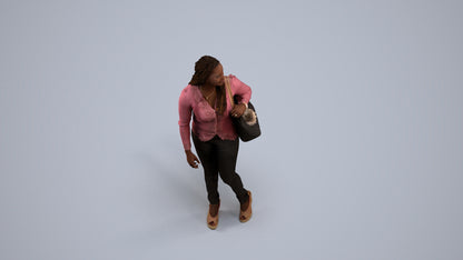 3D people model woman casual walking, scanned human for 3ds Max rendering, back view render