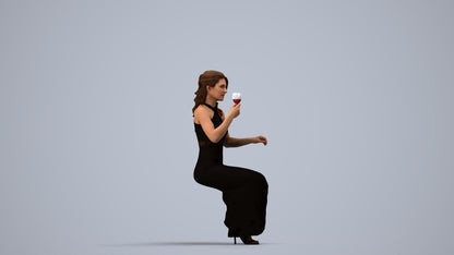 3D human model woman formal formalaffairs, photogrammetry scanned person for archviz, side view render